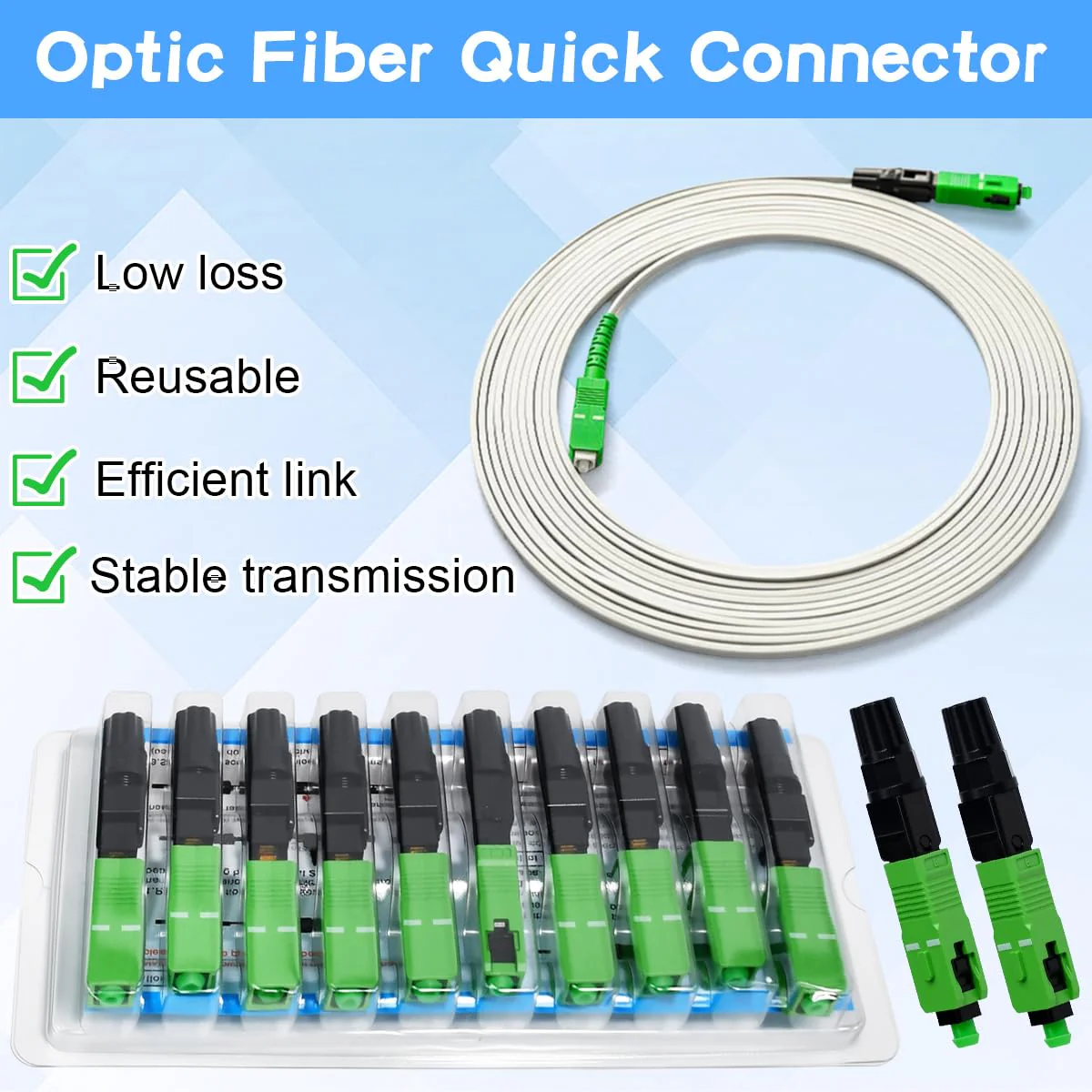 Zuxbolf 12 Stück Glasfaser Verbinder SC/APC Stecker Glasfaser Schnellverbinder Schnelle Adapter Glasfaserstecker Schnellkupplung Glasfaseranschluss für Singlemode Glasfaserverbindungen - Image 6