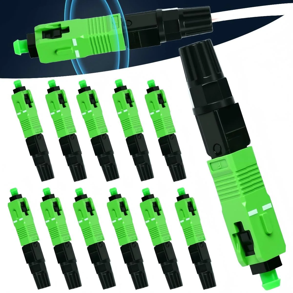 Zuxbolf 12 Stück Glasfaser Verbinder SC/APC Stecker Glasfaser Schnellverbinder Schnelle Adapter Glasfaserstecker Schnellkupplung Glasfaseranschluss für Singlemode Glasfaserverbindungen - Image 8