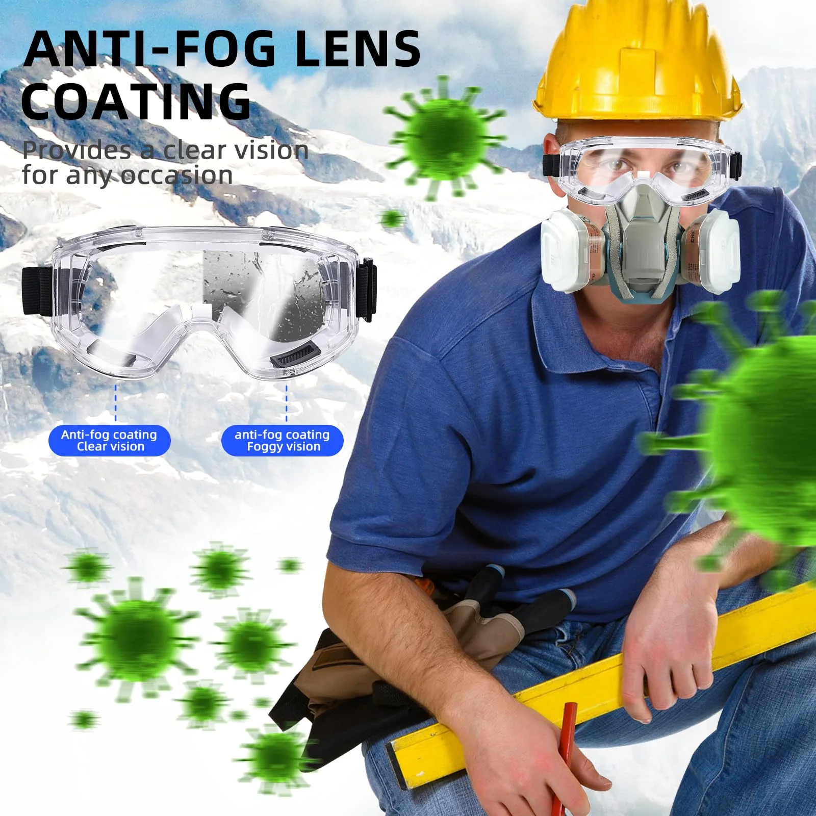 ZXICH Respirator Mask Gas Mask with Filter and Glasses for Painting, Dust, Epoxy, Machine Polishing, Welding, Industrial Painting - Image 4