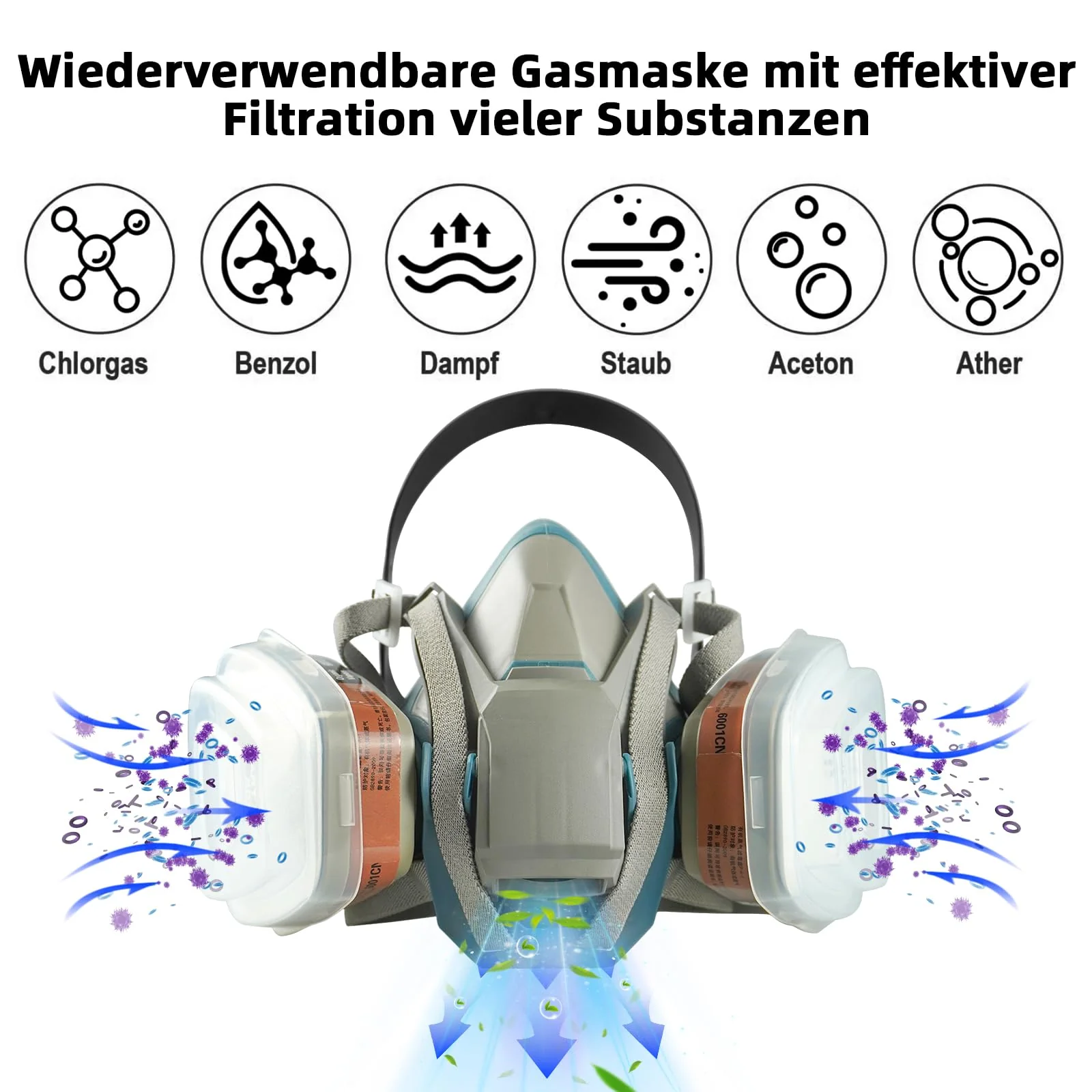ZXICH Respirator Mask Gas Mask with Filter and Glasses for Painting, Dust, Epoxy, Machine Polishing, Welding, Industrial Painting - Image 6