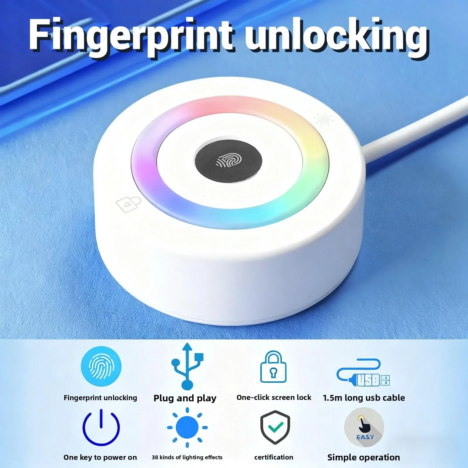 Zyyini USB Fingerprint Reader, PC Hello Supported Biometric Authentication Device with 0.5s Fast Response 360 Degree Touch Recognition for Laptop Desktop PC 10 11 - Image 3